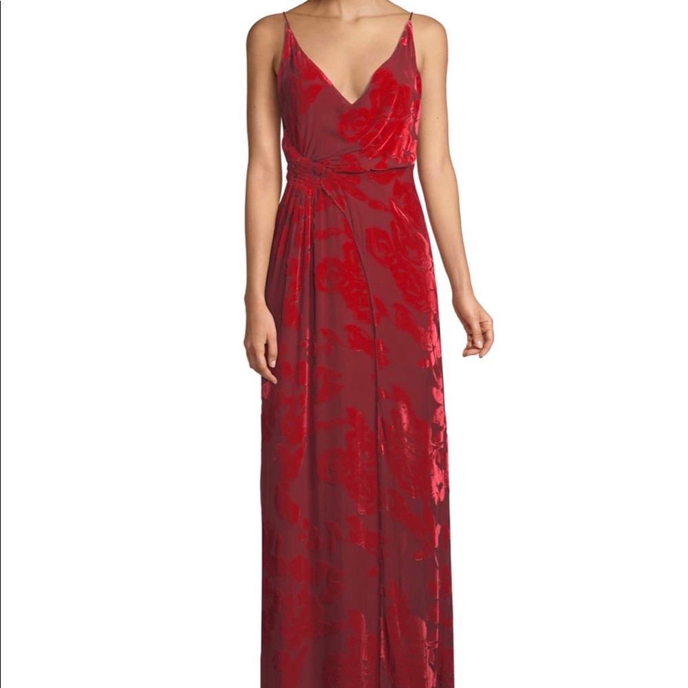 GALVAN V-neck Sleeveless Rose Velvet Gown gown
